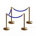 Montour Line Stanchion Post and Rope Kit Sat.Brass, 4 Flat Top 3 Blue Rope C-Kit-4-SB-FL-3-PVR-BL-PB